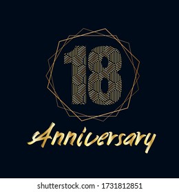 18 year anniversary celebration, vector design for celebrations, invitation cards and greeting cards