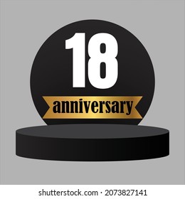 18 year anniversary celebration, vector design for celebrations, invitation cards and greeting cards