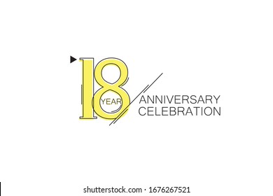18 year Anniversary comical look, simple line art, Sleek and Clean Design - Vector