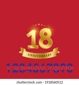 Ilustración de diseño de plantilla de vectores de 18 años de juego de aniversario