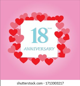 18 year anniversary, vector design with love for celebrations, invitation cards and greeting cards
