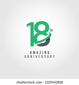 18 Year Anniversary Vector Template Design Illustration