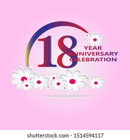18 Year Anniversary Vector Template Design Illustration