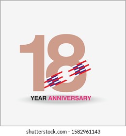 18 Year Anniversary Vector Template Design Illustration