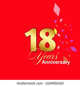 18 Year Anniversary Vector Template Design Illustration