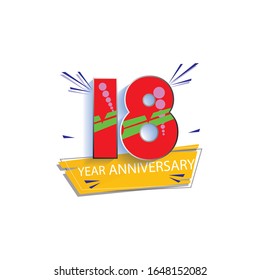 18 Year Anniversary Vector Template Design Illustration
