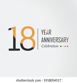 18 Year Anniversary Vector Template Design Illustration Black Orange Elegant White Background