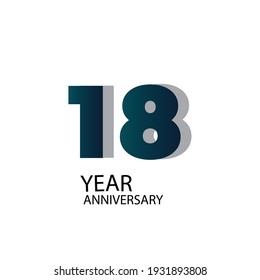 18 Year Anniversary Vector Template Design Illustration Blue Elegant White Background