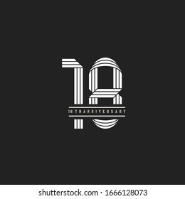 18 years or 18th anniversary celebration linear letter style