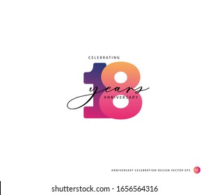 18 years anniversary or birthday celebration design template Vector.
