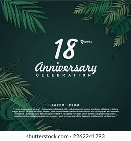 18 Years anniversary celebration 3d vector template design illustration