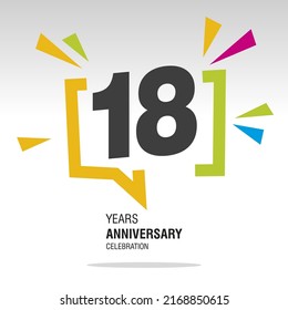 18 Years Anniversary celebration colorful white modern number logo icon banner