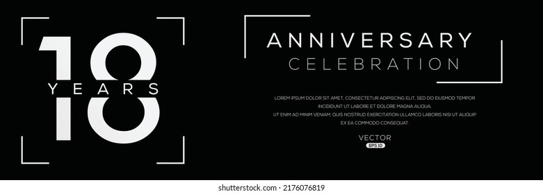 18 years anniversary celebration Design, Vector illustration.