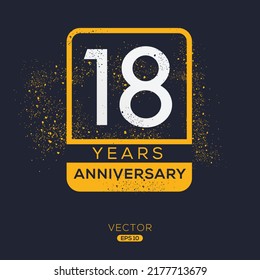 18 years anniversary celebration Design, Vector illustration.