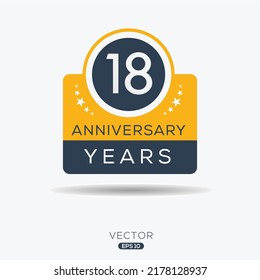 18 years anniversary celebration Design, Vector illustration.