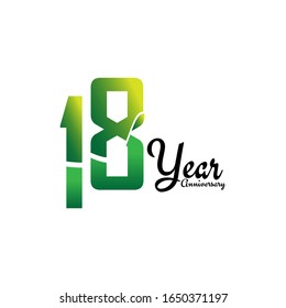 18 Years Anniversary Celebration Logo Vector Template Design Illustration