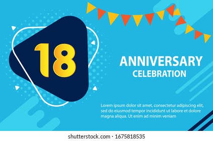 18 years anniversary celebration logo vector template design