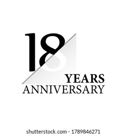 18 years anniversary celebration logo design. black cut style isolated