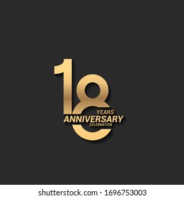 Logotipo de celebración de 18 años con elegante y moderno color dorado para celebración