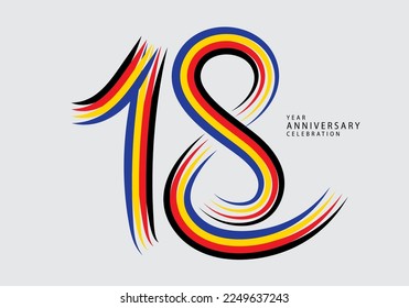 18 years anniversary celebration logotype colorful line vector, 18th birthday logo, 18 number, Banner template, vector design template elements for invitation card and poster. number design vector