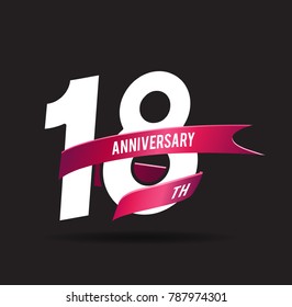 18 years anniversary celebration logotype black background