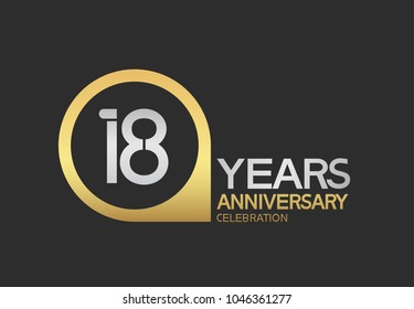 18 years anniversary celebration simple design with golden circle and silver color combination 