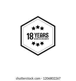 18 years anniversary celebration simple logo