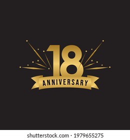 18 years anniversary celebration template for social media post, flyer, banner, poster, greeting cards, or print. Vector Eps10