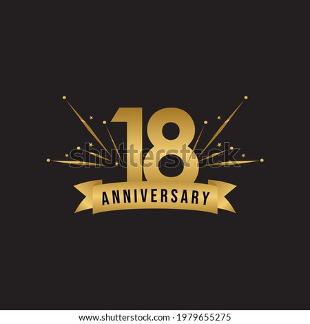 18 years anniversary celebration template for social media post, flyer, banner, poster, greeting cards, or print. Vector Eps10