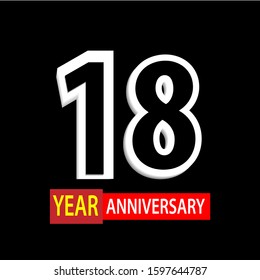 18 Years Anniversary Celebration Vector Template Design Illustration