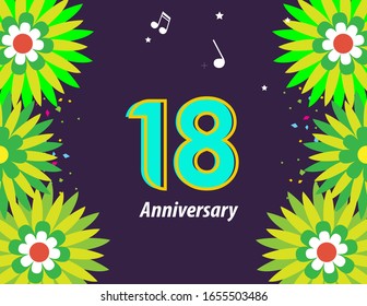 Ilustración de diseño de plantillas vectoriales de celebración de 18 años