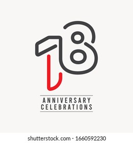 18 Years Anniversary Celebration Vector Template Design Illustration