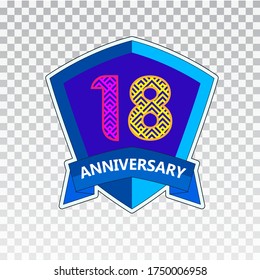 18 Years Anniversary Celebration Vector Template Design Illustration