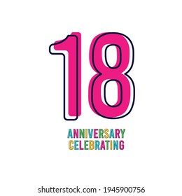 18 Years Anniversary Celebration Vector Template Design Illustration