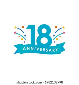 18 Years Anniversary Celebration Vector Template Design Illustration. Vector Eps10