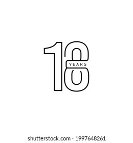 18 Years Anniversary Celebration Vector Template Design Illustration