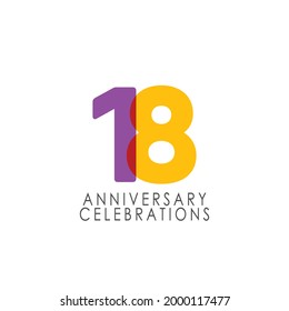18 Years Anniversary Celebration Vector Template Design Illustration