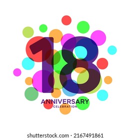 18 Years Anniversary Celebration Vector Template Design Illustration