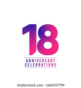 18 Years Anniversary Celebrations Vector Template Design Illustration