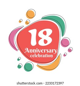 18 years anniversary design template. Abstract vector template illustration.
