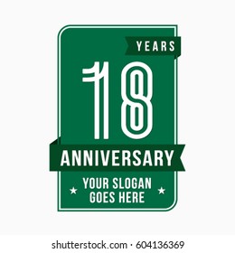 18 years anniversary design template. Vector and illustration.