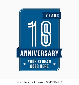 18 years anniversary design template. Vector and illustration.