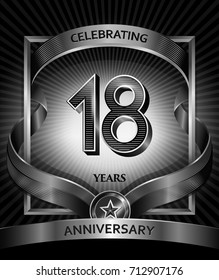 18 years anniversary design template for invitation, advertising, banner, vector design