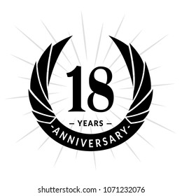 18 years anniversary. Elegant anniversary design. 18 years logo.