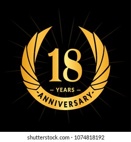 18 years anniversary. Elegant anniversary design. 18 years logo.