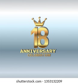 18 years Anniversary golden font and crown  with silver background. simple design with golden number and golden text with silver background. My all design can see in my port