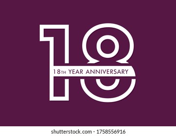 18 years anniversary image vector, 18th anniversary celebration logotype 
