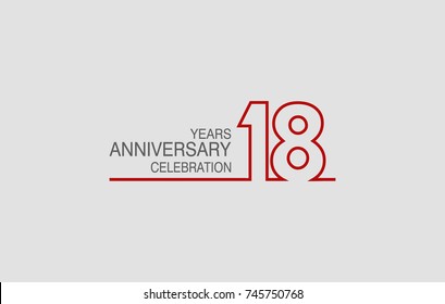 18 years anniversary linked logotype with red color isolated on white background for company celebration event