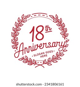 18 years anniversary logo collection. 18th years anniversary celebration hand drawn logotype. Vector and illustration