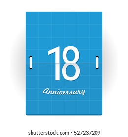 18 Years Anniversary Logo Designed like Flip Calendar